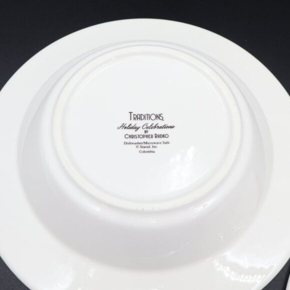 2 Christopher Radko Traditions Holiday Celebrations Rimmed Soup Bowls - Picture 6 of 7